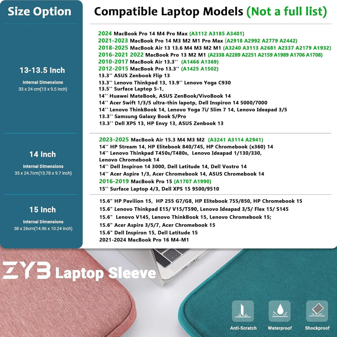 ZYB 13.3 Zoll Laptop Hülle,MacBook Air Tasche für MacBook Air 13 13.6 M4 M3 M2 M1 2025 2024-2012,Mac