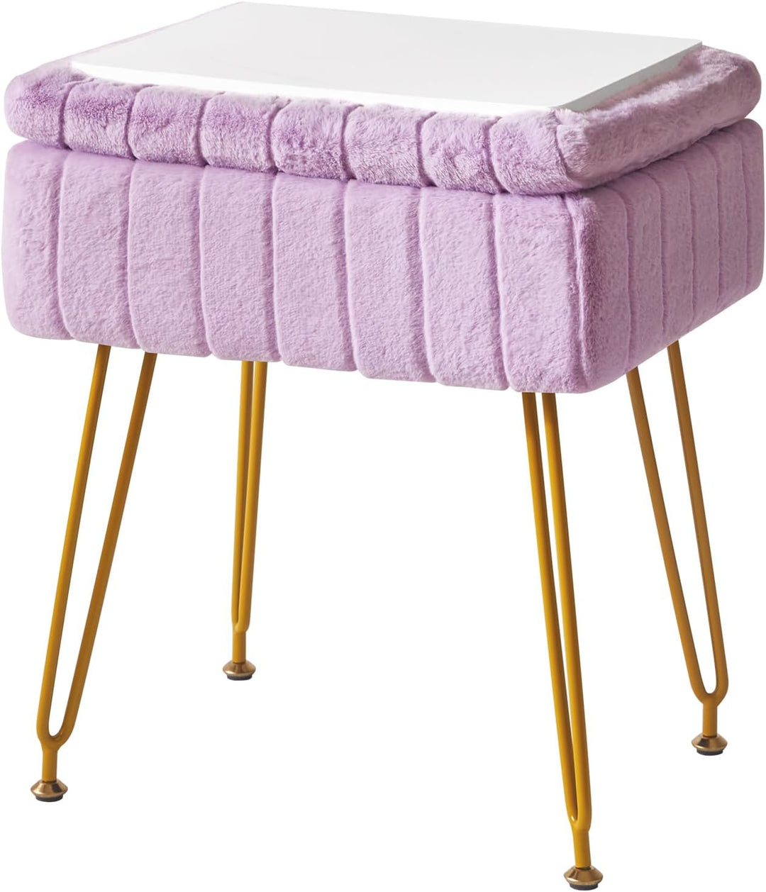 IBUYKE Samt Hocker Stuhl mit Stauraum, Fussstütze Fusshocker Ottoman, Kleiner Beistelltisch, mit 4-M