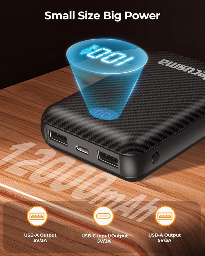 Powerbank für Heizweste 5V 3A 12000mAh USB, Powerbank Beheizbare Weste Kompatibel mit Techstuph, mit