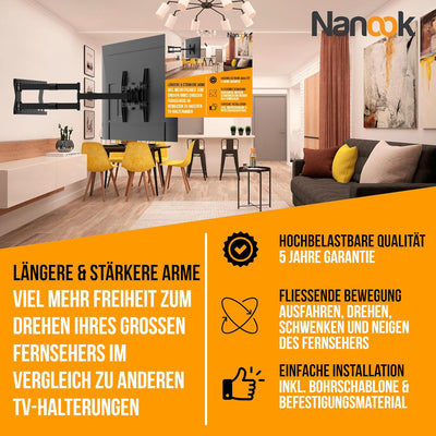 Nanook 2100 Langarm-TV-Wandhalterung für 42-75-Zoll-Fernseher, Extra langer Auszug bis zu 100 cm, St