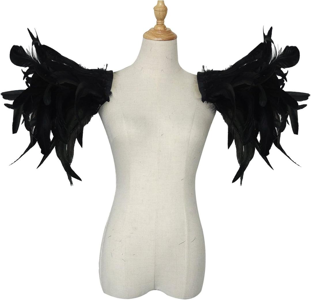 keland Herren Gothic Feder Epauletten Shrug Umhang Schulterklappen Schulterschmuck Federschultern Fl