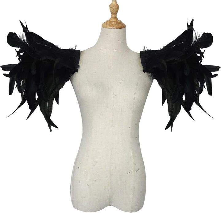 keland Herren Gothic Feder Epauletten Shrug Umhang Schulterklappen Schulterschmuck Federschultern Fl