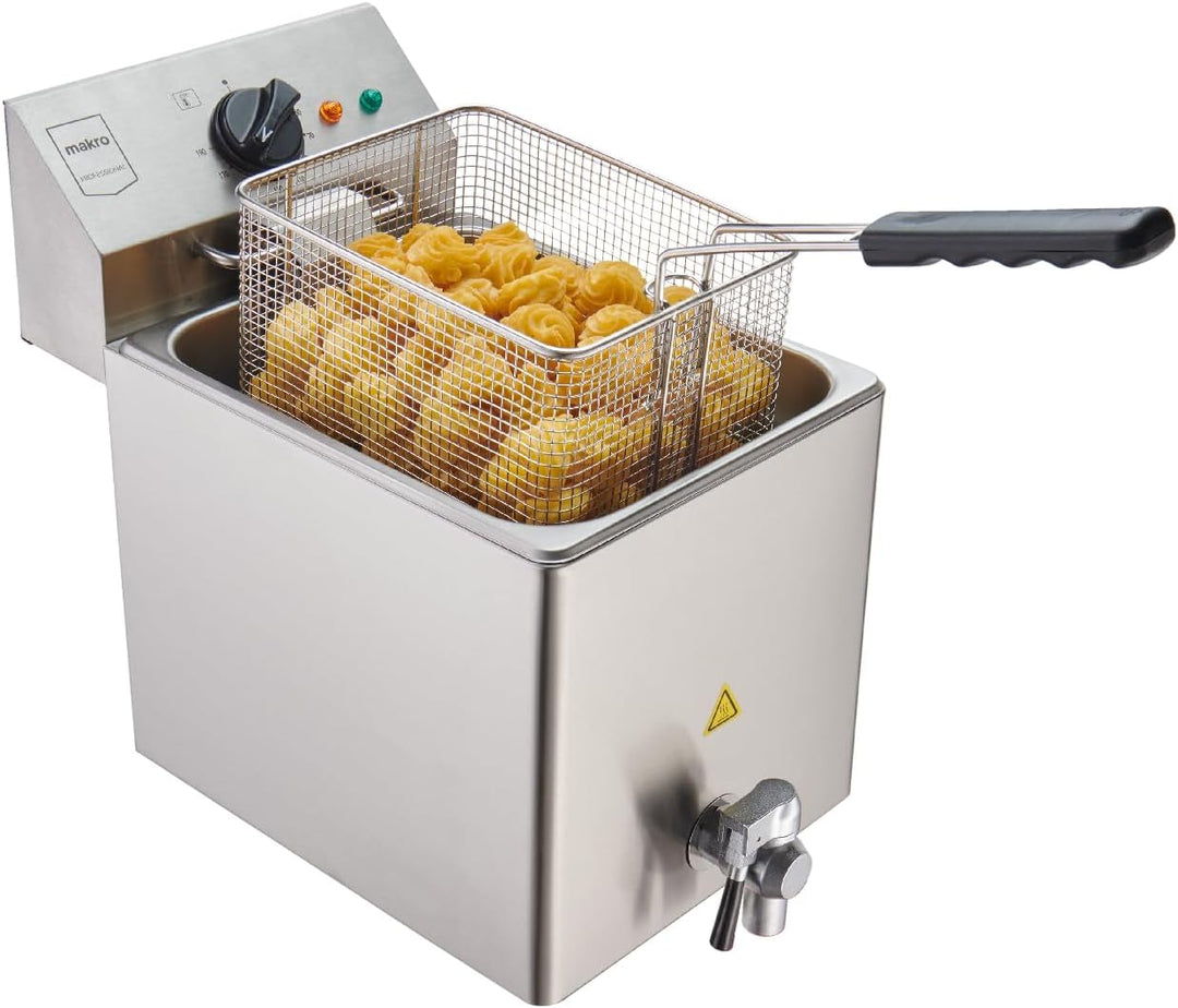 METRO Professional Elektrische Fritteuse GDF5008, 8 L, mit Ablasshahn und Deckel, abnehmbares Bedien
