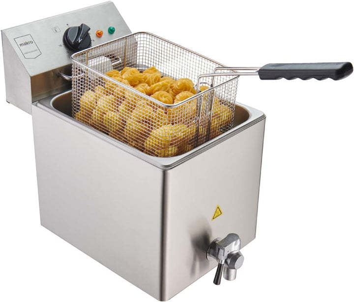 METRO Professional Elektrische Fritteuse GDF5008, 8 L, mit Ablasshahn und Deckel, abnehmbares Bedien