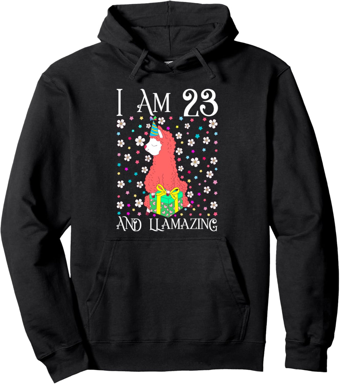I'm 23 Llamazing Alpaca Gift Girl Llama Happy 23rd Birthday Pullover Hoodie