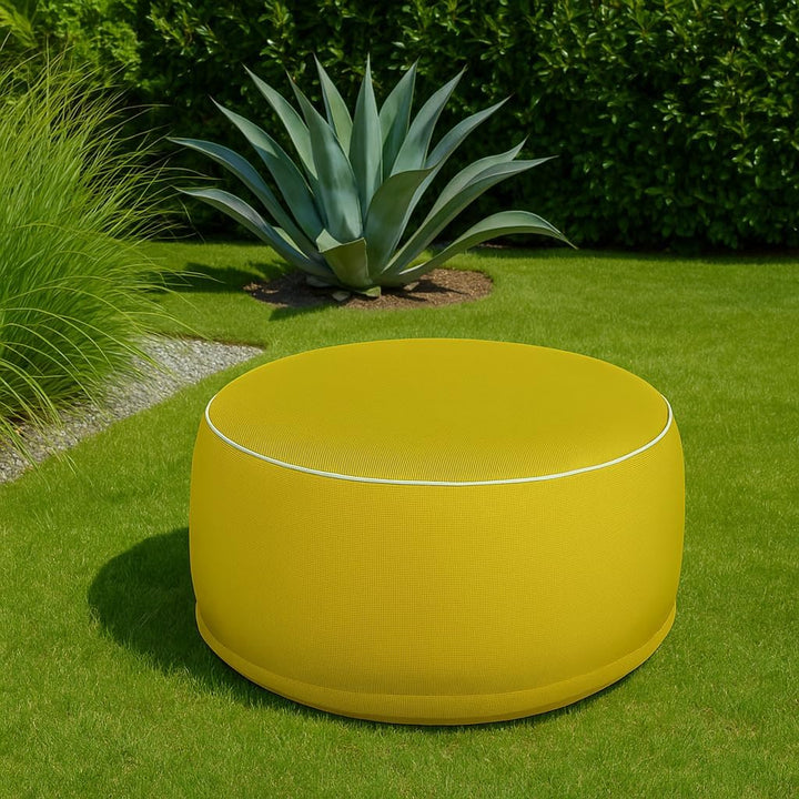 Brandsseller Outdoor Sitzhocker aufblasbar – Pouf Ø 55 x 25 cm – wasserabweisender Sitzsack für Gart