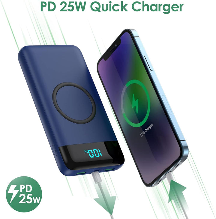 Wireless Powerbank Schnellladen 26800mAh, Power Bank 25W PD3.0+QC4.0, 15W Wireless Charger Powerbank
