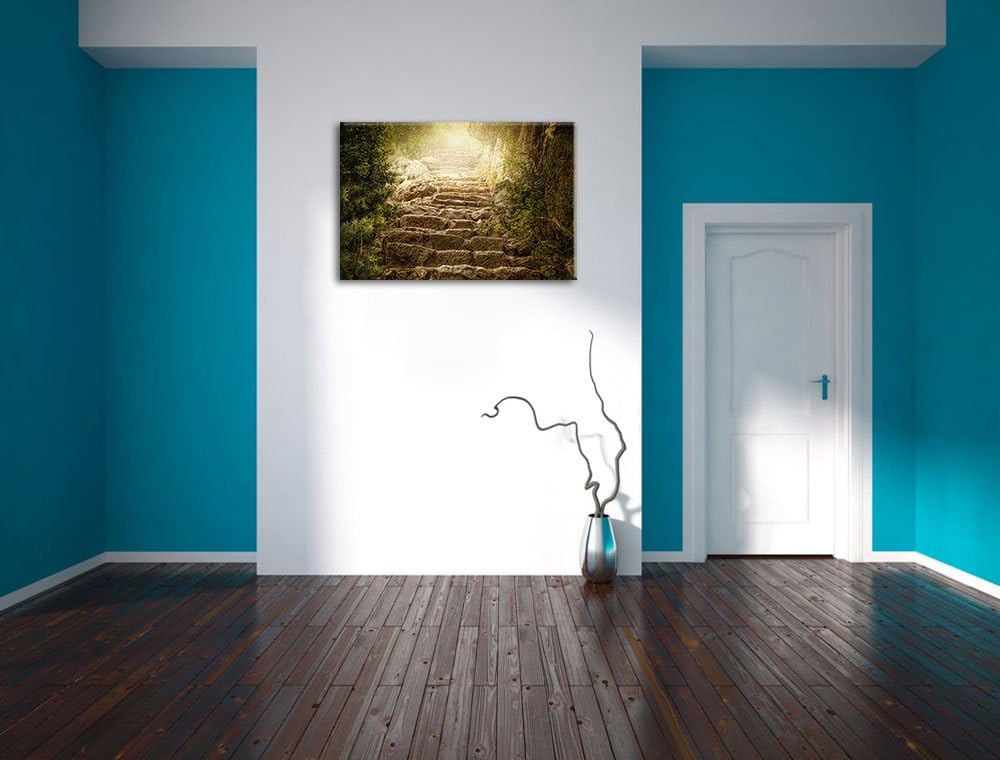 Schöne alte Steintreppe Format: 100x70 auf Leinwand, XXL riesige Bilder fertig gerahmt mit Keilrahme