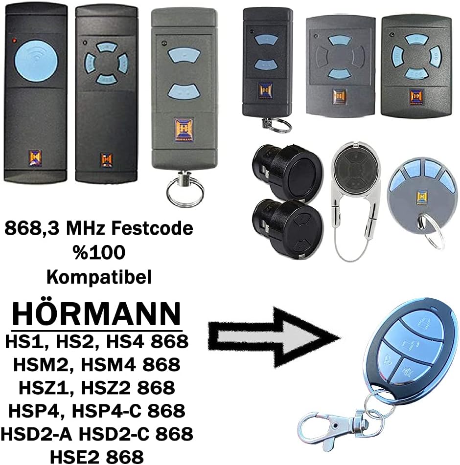 Hörmann Handsender HSM 4, Frequenz 868,30 MHz, Sender für Garagentore mit 4 Tasten, Batterietyp: 12