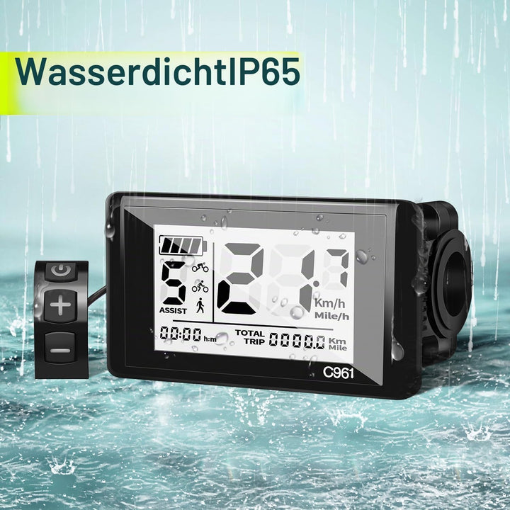 Ebike Display C961 für BAFANG BBS01B BBS02B BBS HD Mittelmotor, Elektrofahrrad Display Messgerät Bed