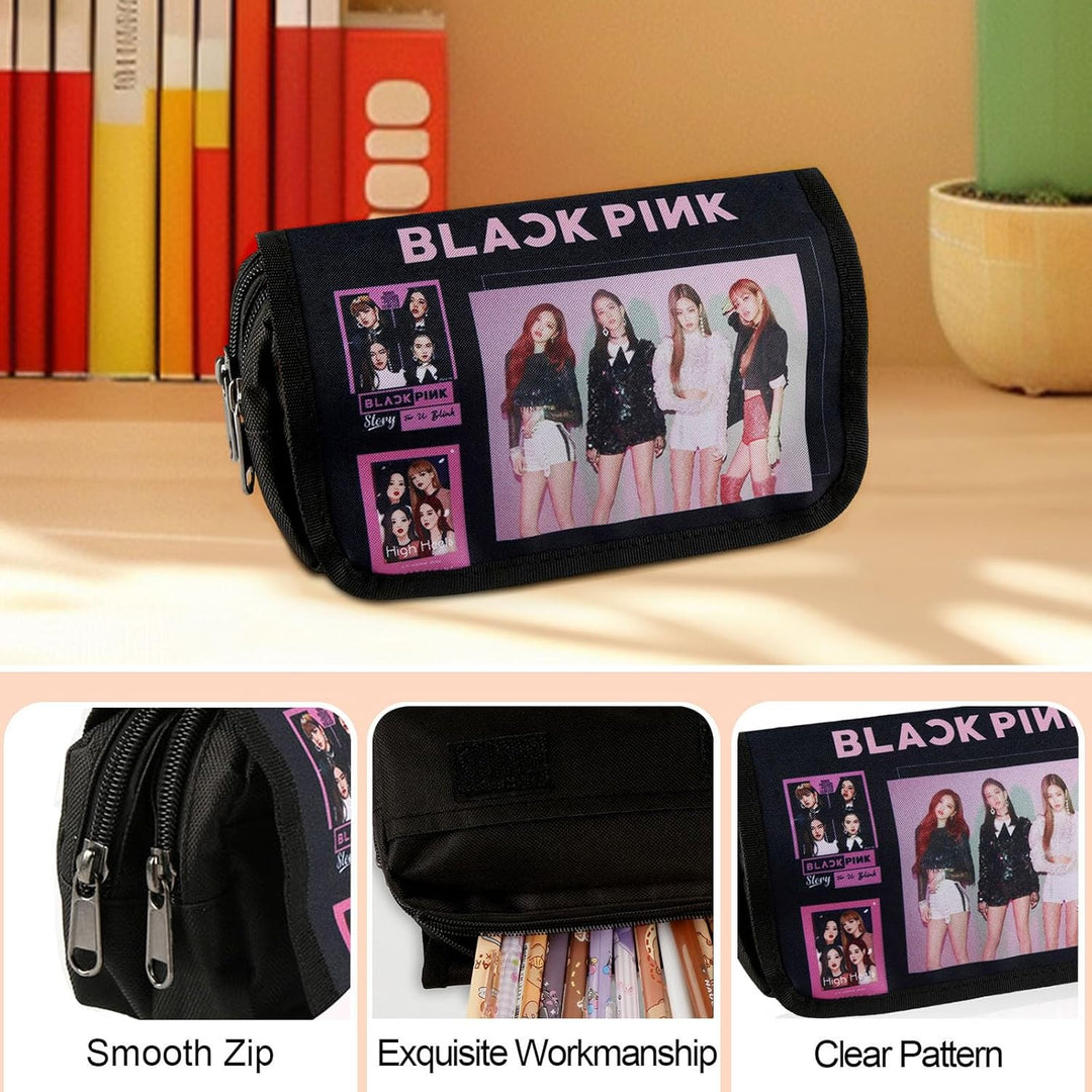 Rosa Blackpink Federmäppchen, Must-Have-Federmäppchen für Idol-Mädchen, Doppellagig, Grosse Kapazitä