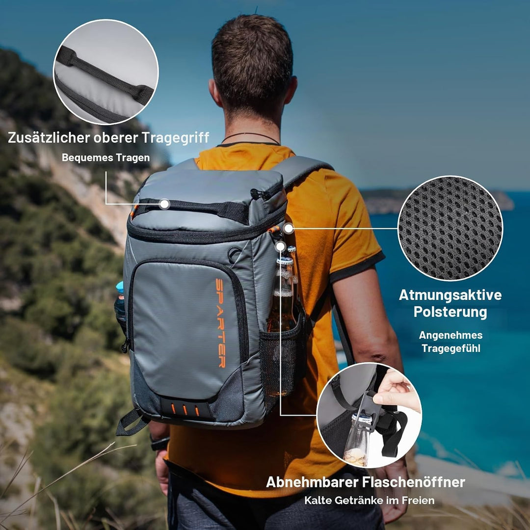Rucksack-Kühler, isoliert, auslaufsicher, 33/49 Dosen, wasserdicht, leicht, isoliert, Eistruhe, trag