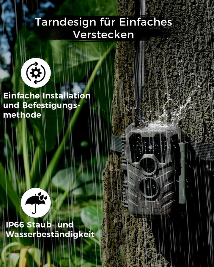 Meidase S600 4G LTE Wildkamera Handyübertragung App, Wildtierkamera mit Nachtsicht Bewegungsmelder,