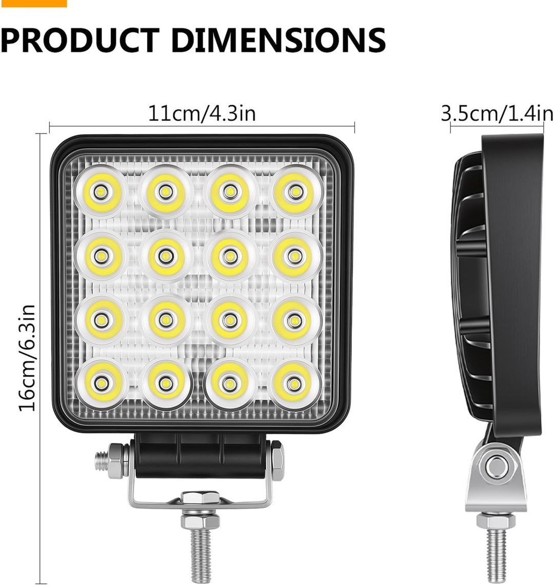 Willpower 10pc LED Scheinwerfer 4‘’ 10cm 48W LED Arbeitsscheinwerfer 12V 24V Zusatzscheinwerfer Auto