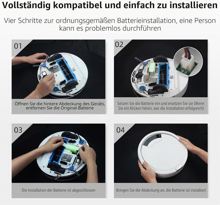 K KYUER 3600mAh Staubsauger Akku Kompatibel mit Qihoo 360 S5 S7 S7 Pro 360 T90 X9 Roboter Vacuum Cle