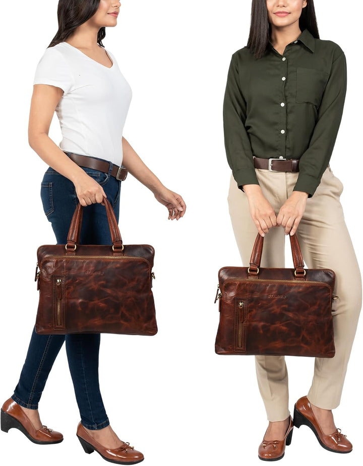 STILORD 'Lory' Aktentasche Damen Leder Vintage Business Laptoptasche 13,3 Zoll MacBooktasche ideal a