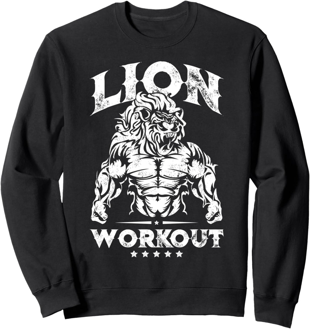 Löwe Workout Beast Gym Fitness Motivation Power Muskeln Sweatshirt