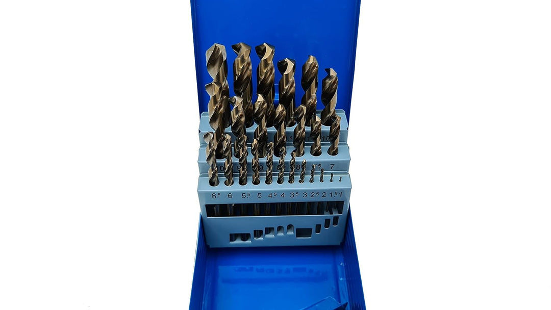 PeTools, 25-tlg. Edelstahl-Bohrer HSS-E (1-13mm) Kobalt Cobalt (Co5) Spiral-Bohrer VA mit Kreuzansch
