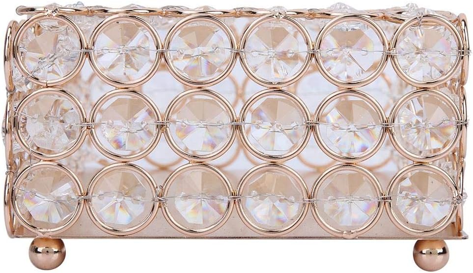 Rechteckigen Kristall Tissue Box Cover Edelstahl Serviettenkoffer für Lagerung und Wohnkultur(Gold),