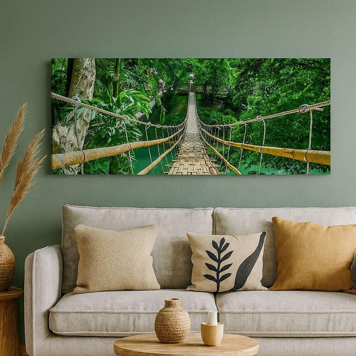 Wandbilder Dekoration Wohnzimmer Gehweg Baum Holz Steg Panorama Bilder auf Leinwand 120x50cm Leinwan