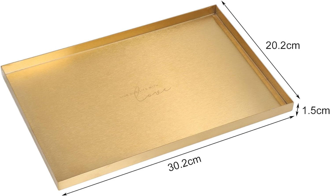 Nikou Modernes Metall-Goldplatten-Rechteck-Aufbewahrungstablett Kosmetik-Schmuck-Display-Edelstahl-T