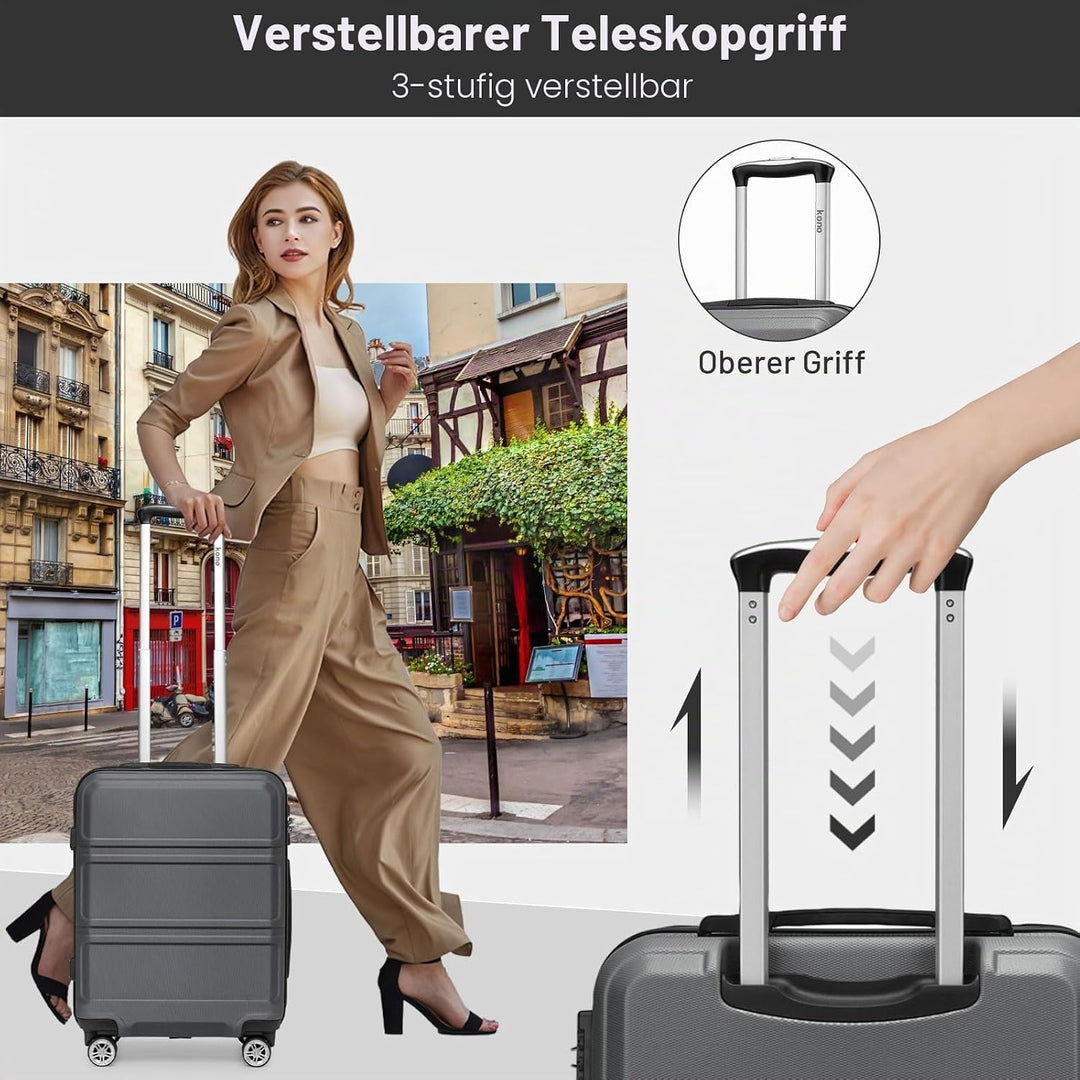 KONO Handgepäck Koffer ABS+PC Hartschalenkoffer, Kabinenkoffer 52x38x21 cm für Lufthansa &amp; Eurowings