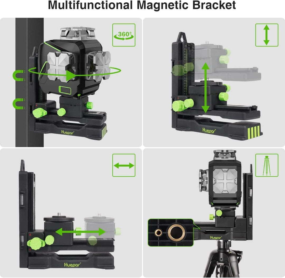 Huepar 12 Linien-3D selbstnivellierendes Laserniveau mit LCD-Bildschirm 3 x 360 ° Bluetooth-Verbindu