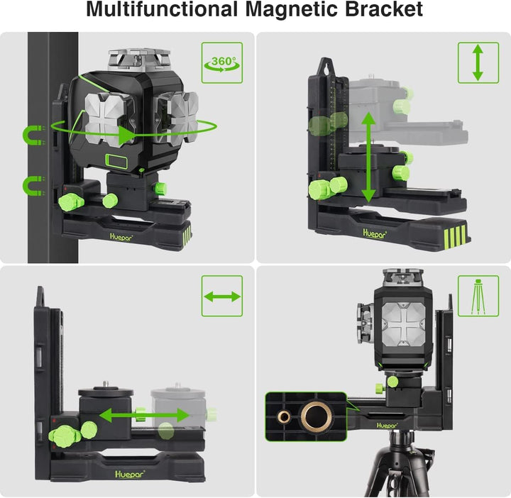 Huepar 12 Linien-3D selbstnivellierendes Laserniveau mit LCD-Bildschirm 3 x 360 ° Bluetooth-Verbindu