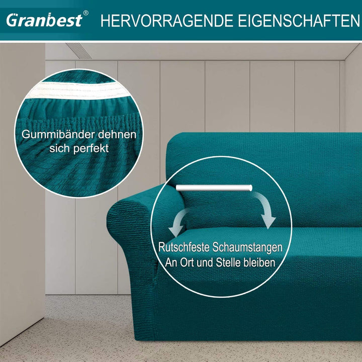 Granbest Dicke Sofabezug 3 Siter Stretch und Stilvolle Couchbezug Möbelbezüge Anti Rutsch Kratzfest