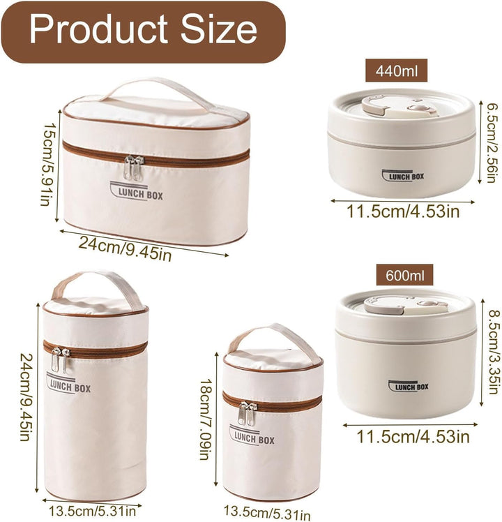 4 Stück Thermo Lunchbox Edelstahl Mit Tasche,Thermobehälter Für Essen,Auslaufsicher Essen Warmhalten