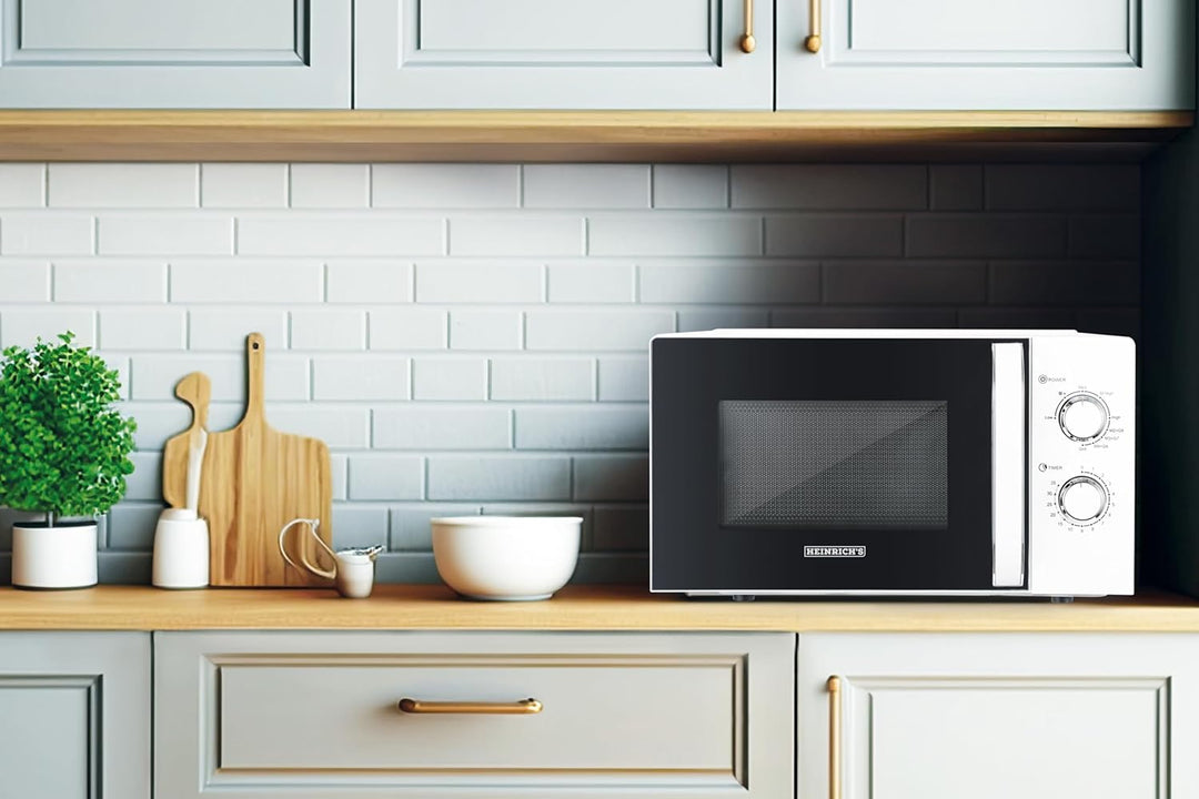 HEINRICHS Mikrowelle, kompakte Mikrowelle, 20L Volumen, 9 Leistungsstufen, inkl.35min. Timer, Defros