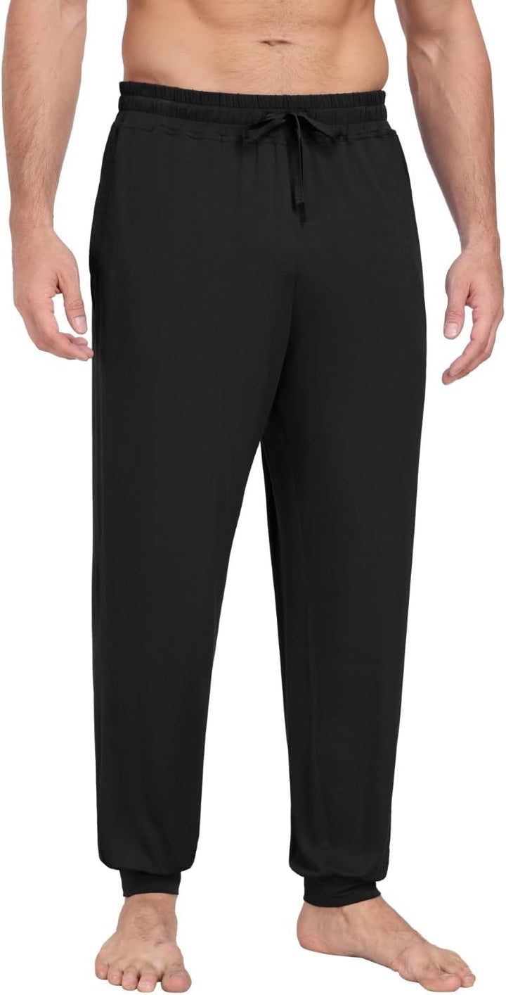 PrinStory Schlafanzughosen Für Herren Lang Pyjamahose Mit Taschen Elastischem Bund Schlafhose Lounge