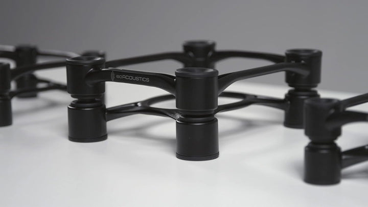 IsoAcoustics Aperta-Serie mit Lautsprecherstativen, schwingungsdämpfend, mit einstellbarer Neigung: