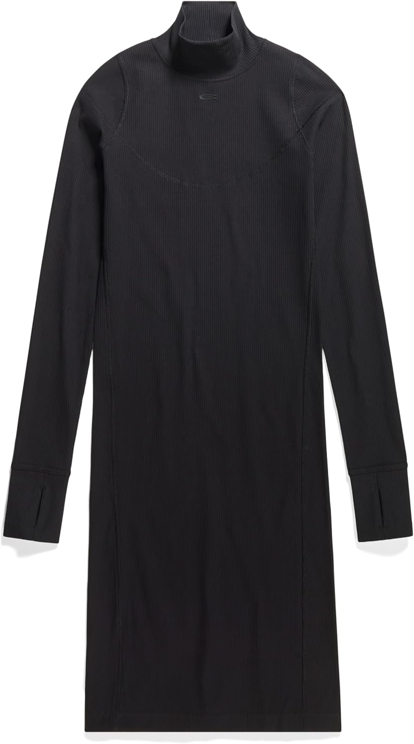 G-STAR RAW Damen Slim Rib Mock Ls Wmn Dresses S Schwarz (Dk Black D23500-d493-6484), S Schwarz (Dk B