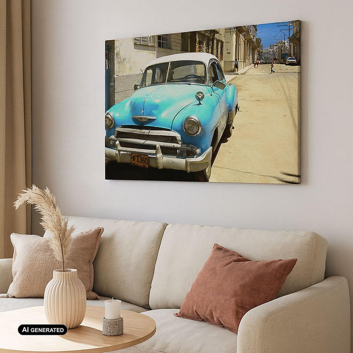 Bilder auf Leinwand Auto Klassiker Kuba Havanna Leinwandbild 70x50cm Wandbilder Dekoration Wohnzimme