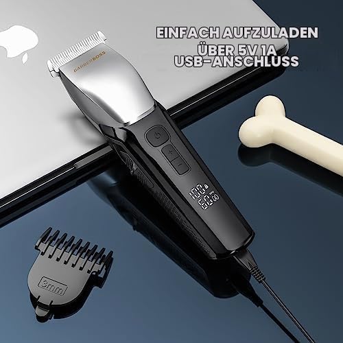 BarberBoss Kabelloses Tierpflegeset, Professionelle Hundeschermaschine für dickes Haar, Wiederauflad