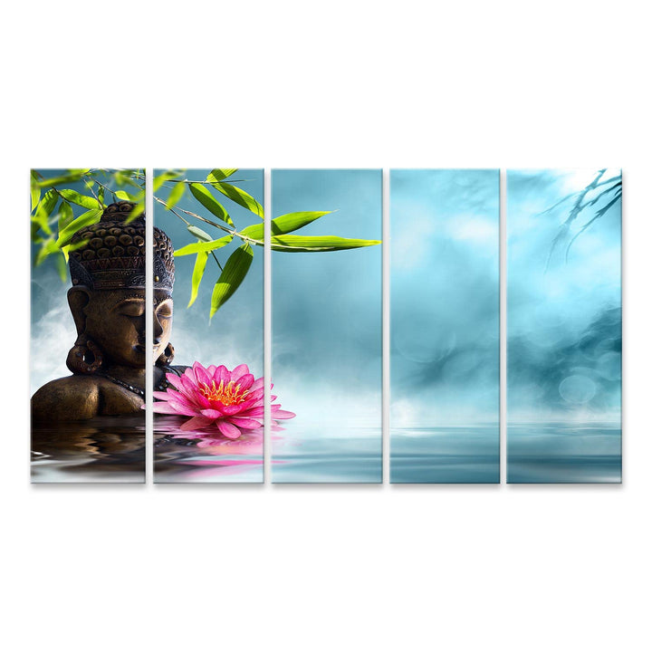 islandburner Bild auf Leinwand Buddha Meditation Asiatisch Bambus Spa Bilder Wandbilder Poster Leinw