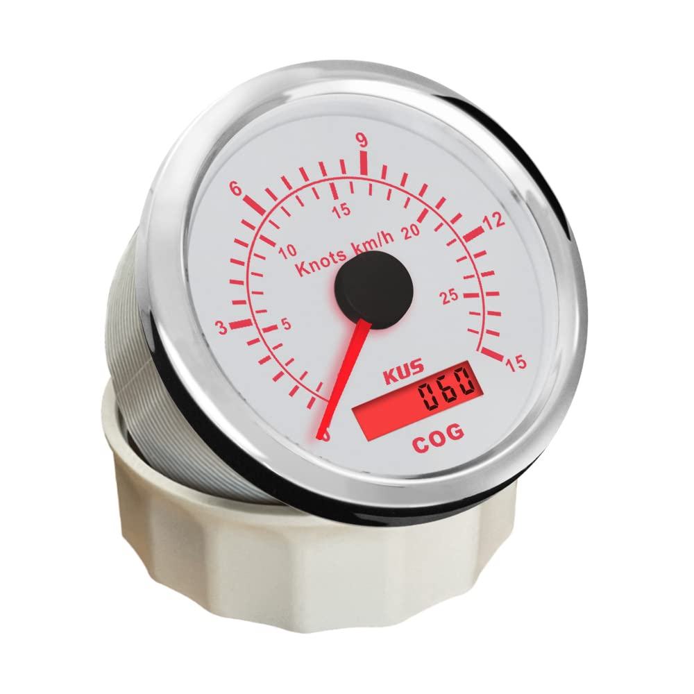 KUS GPS Tachometer Geschwindigkeitsmesser 15Knots 28KM/H Für Boot Yachten 85mm Mit Hintergrundbeleuc