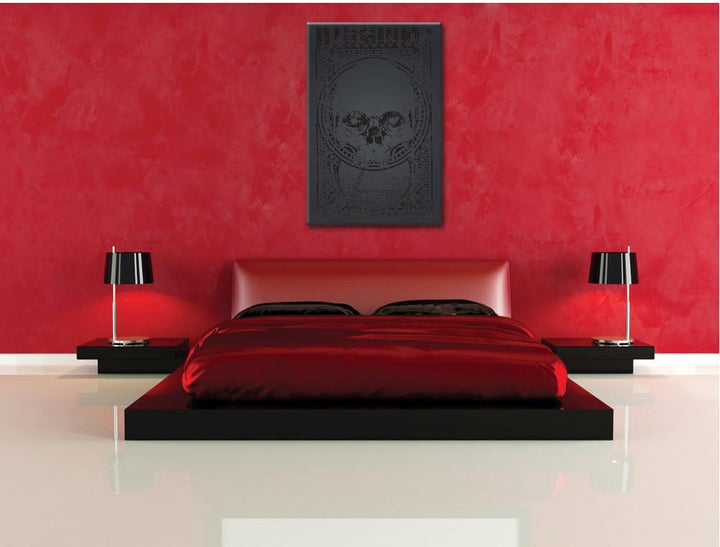 Pixxprint Illuminati Black Bild auf Leinwand, XXL riesige Bilder fertig gerahmt mit Keilrahmen, Kuns