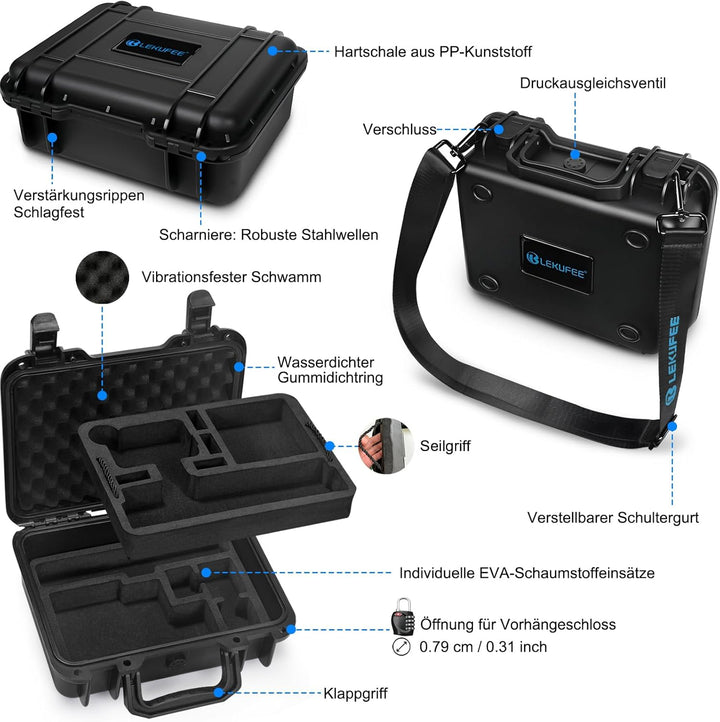 LEKUFEE Tragbare wasserdichte Tragetasche für Gopro Hero 12/11/10/9/8/GoProMedia Mod/GoPro Volta/Cre