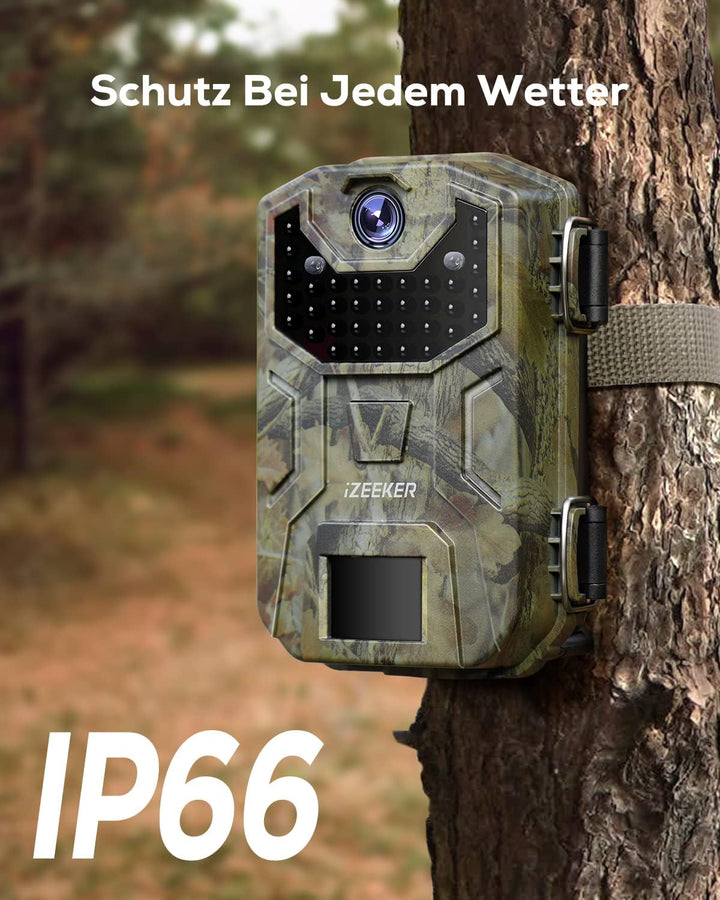 iZEEKER Wildkamera 20MP 1080P, Jagdkamera mit unsichtbaren Infrarot 940nm LEDs, IP66 Wasserdicht Bew