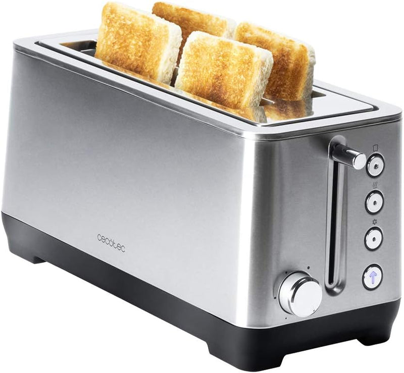 Cecotec Toaster BigToast Extra Double. 2 extra breite lange Steckplätze, Leistung 1600 W, 4 voreinge