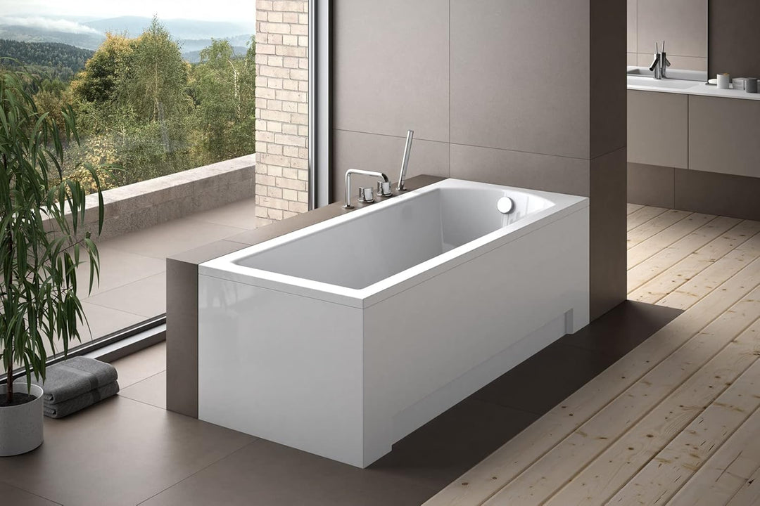KOLMAN Badewanne SHEA Rechteck 160x70 mit AcrylSchürze, Ablaufgarnitur und Füssen Komplettset 4in1 P