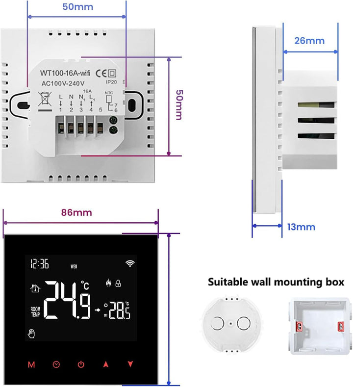 AVATTO Thermostat für Wasser-Fussbodenheizung Stellantrieb Smart WiFi Thermostat Programmierbar Raum