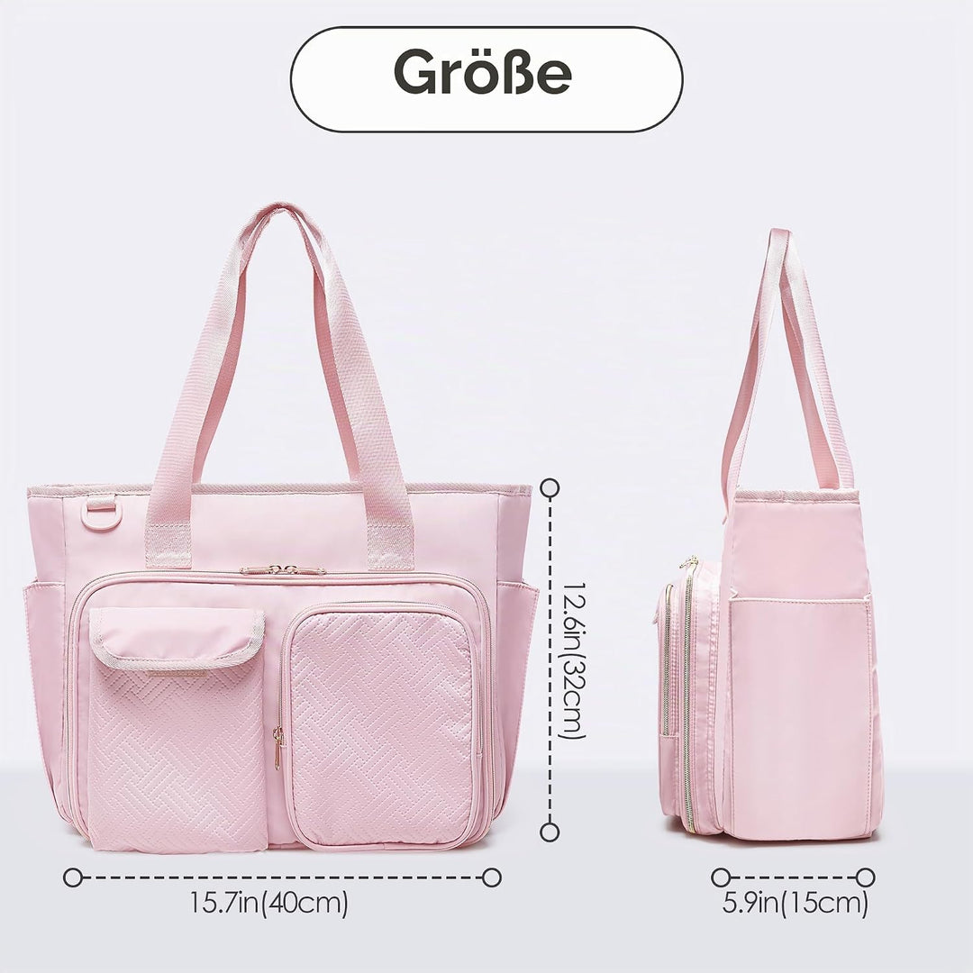 Fasrom Lehrertasche mit Laptopfach, Lehrer Arbeitstasche für Frauen, Rosa, Rosa