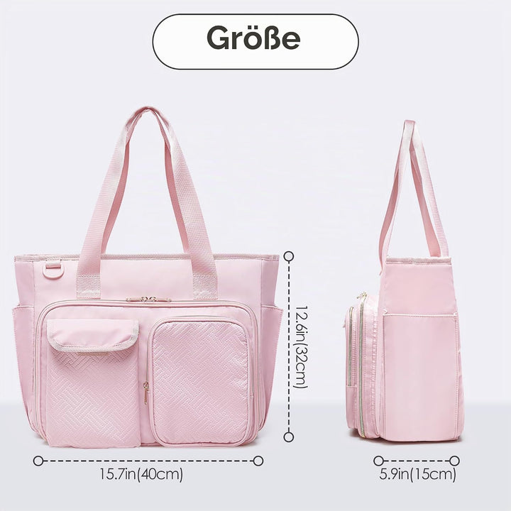 Fasrom Lehrertasche mit Laptopfach, Lehrer Arbeitstasche für Frauen, Rosa, Rosa