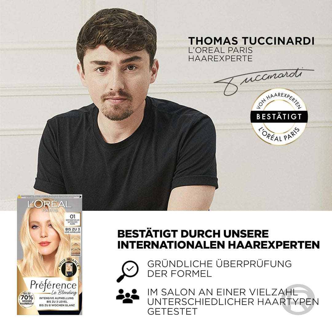 L'Oréal Paris Permanente Haarfarbe zum Blondieren der Haare, Haarfärbeset mit Coloration und Farbgla