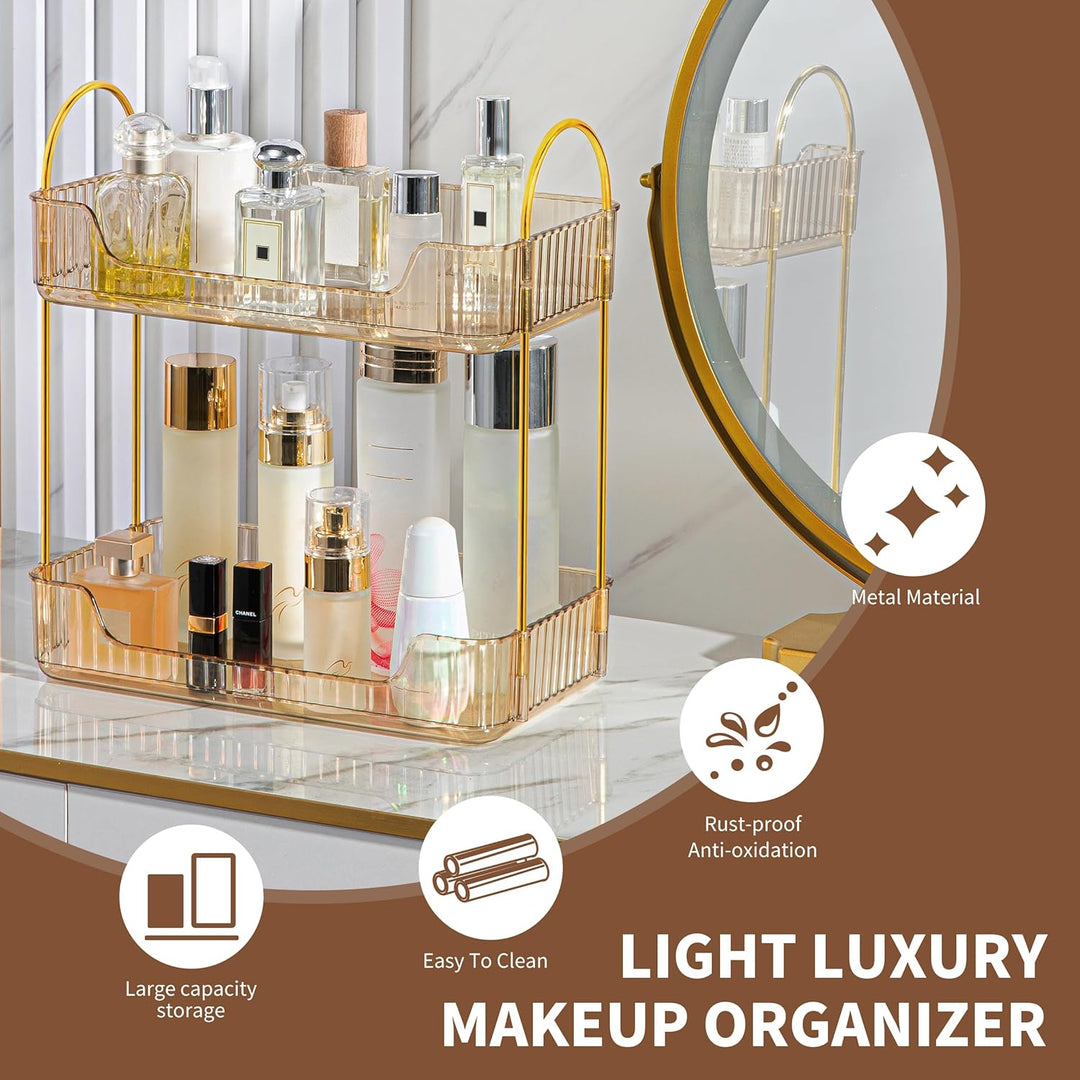 Makeup Organizer, Kosmetik Organizer 2 Ebenen, Cosmetics Beauty Organizer, Skincare Organizer, Badez