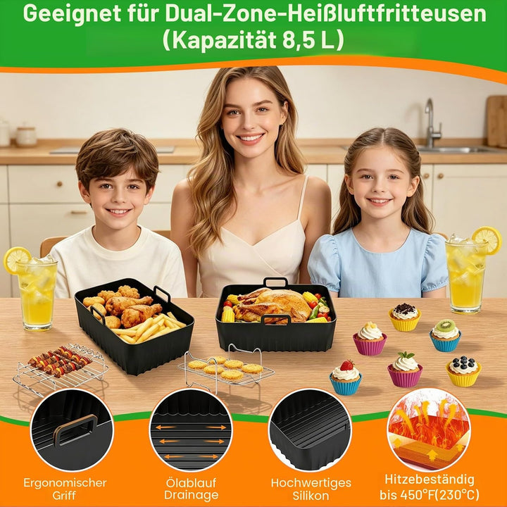 16-tlg Heissluftfritteuse Zubehör Airfryer Zubehör Set für Foodi Max Dual Zone AF400EU AF300EU 7,6L-