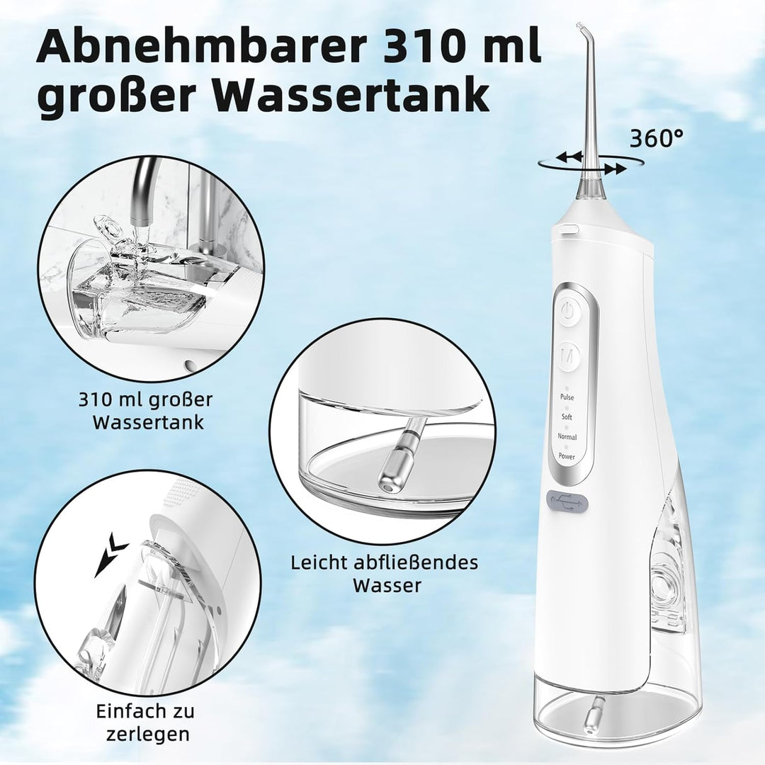Leistungsstarke Munddusche Elektrischer Zahnreiniger 4 Modi &amp; 4 Düsen Kabellose Munddusche IPX7 Wass